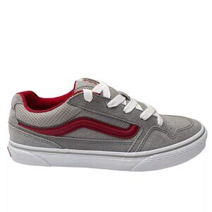 Vans Caldrone Youth Boy's Suede Sneakers Size‎ 5 Gray-Red Classic Stylish Shoes